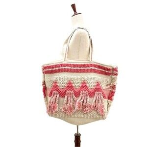 NWT America & Beyond Fringed Coral Shoulder Bag Boho Coastal Cowgirl Zip Tote